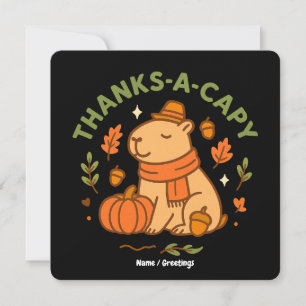 Convites Obrigado-Capy Cute Capivara Dia de Ação de Graças