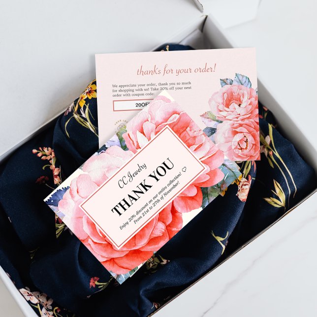 Convites Obrigado Carta De Desconto Feminina De Flores De Á (Criador carregado)