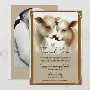 Convites Obrigado Casamento Campo Creme Marrom Amor Vaca