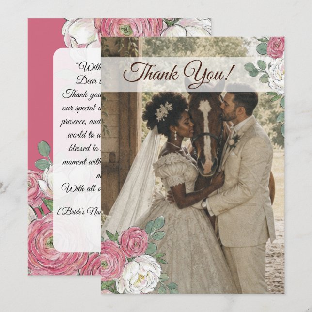 Convites Obrigado Casamento Equestre Cavalo (Frente/Verso)