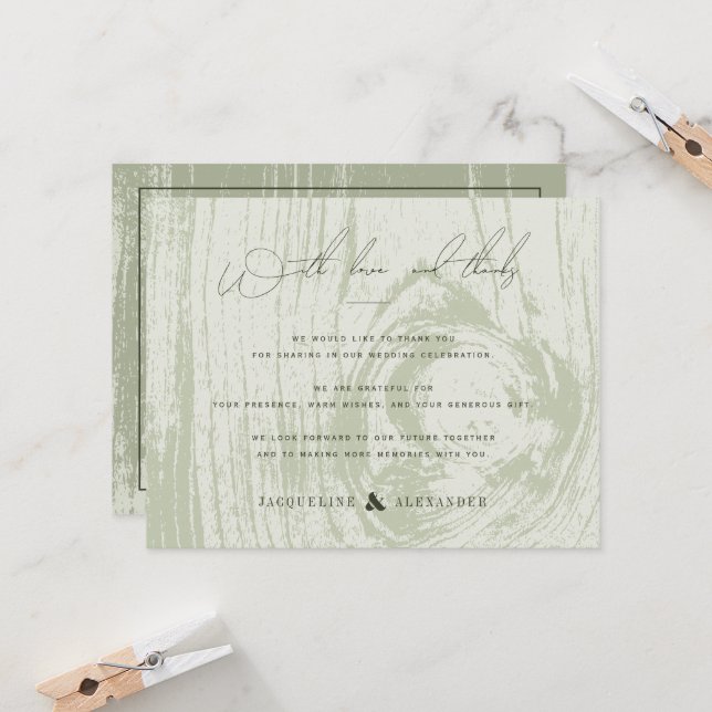 Convites Obrigado Casamento Primavera Madeira Rustica Verde (Frente/Verso In Situ)