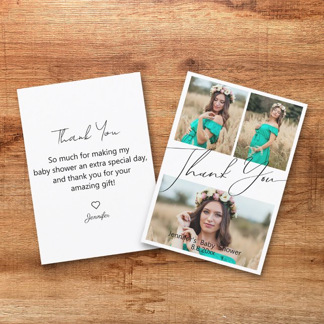 Convites obrigado chá de fraldas 3 fotos impressas e digita (Criador carregado)