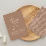 Convites obrigado chá de fraldas elegante moderno marrom<br><div class="desc">Chá de fraldas escrito moderno obrigado de festas elegantes castanho-natural que você faz design. Design neutro em relação ao sexo</div>