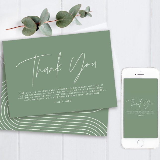 Convites obrigado chá de fraldas que você fala verde elegan (Criador carregado)