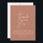 Convites obrigado chá de fraldas você terracotta elegante m<br><div class="desc">Chá de fraldas escrito moderno terracotta elegante obrigado postal design. Design neutro em relação ao sexo</div>