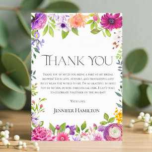 Convites Obrigado!   Chá de panela Floral de Aquarela