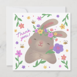 Convites Obrigado: Coelho com Flores