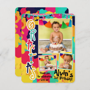 Convites Obrigado colorido de Gracias da festa da pintura