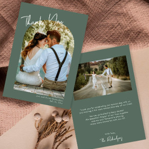 Convites Obrigado de casamento moderno e verde da arca mini