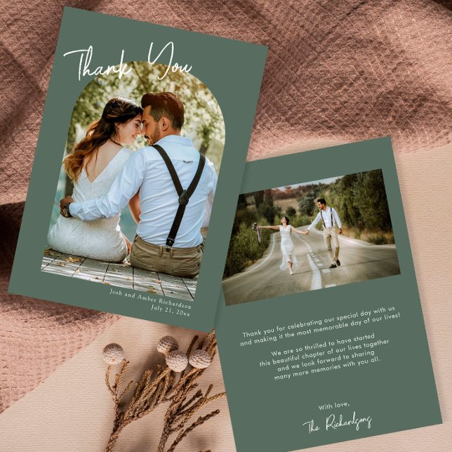 Convites Obrigado de casamento moderno e verde da arca mini (Criador carregado)