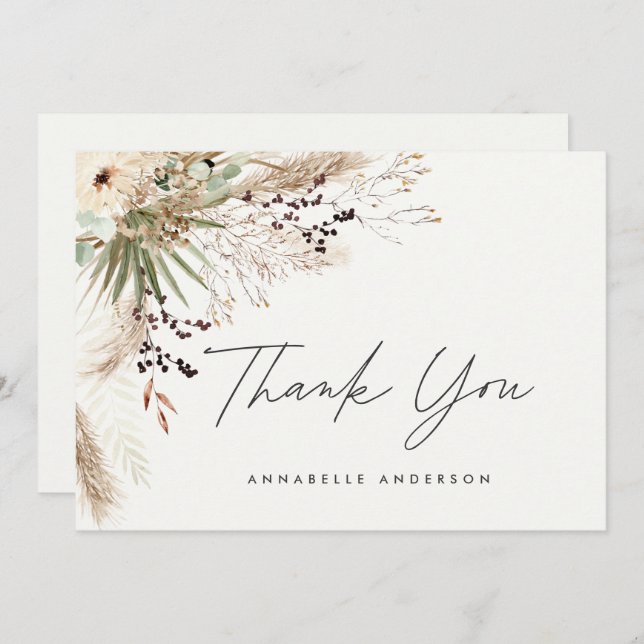 Convites Obrigado de graduação simples botânica de orçament (Frente/Verso)