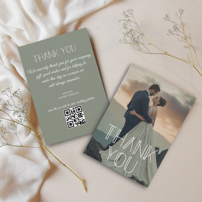 Convites obrigado de tipografia foto de casamento código qr (Criador carregado)