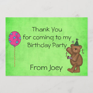 Convites Obrigado do partido de aniversário de criança vo