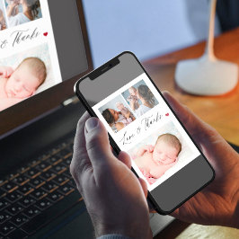 Convites Obrigado elegante de colagem fotográfica do bebê r