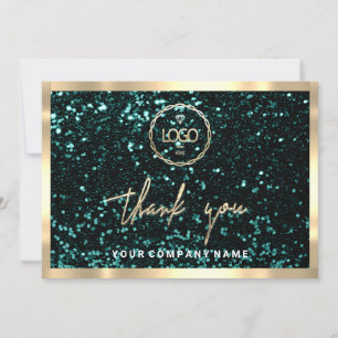 Convites Obrigado Empresa Inserir Logotipo Dourado Glitter