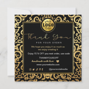 Convites Obrigado Empresa Inserir Logotipo Dourado Quadro D