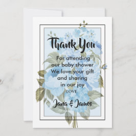 Convites Obrigado floral azul clássico Chic