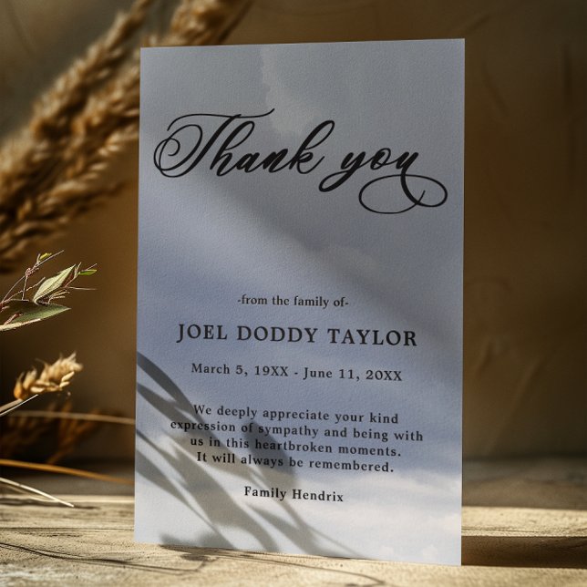 Convites Obrigado Funeral Cloudy Simpatiy Grief Card (Criador carregado)