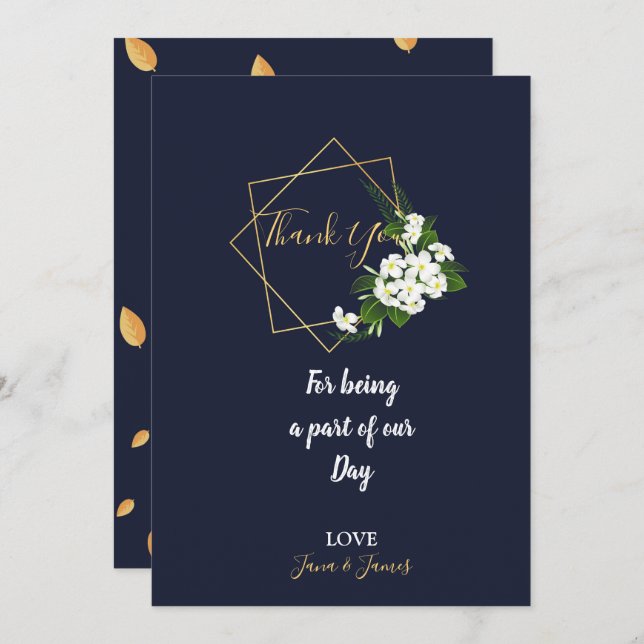 Convites Obrigado Geométrico do Marinho Elegante Clássico (Frente/Verso)