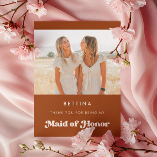 Convites obrigado Madrinha de casamento laranja na moda Car