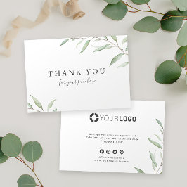 Convites Obrigado mínimo de logotipo de negócios de verde