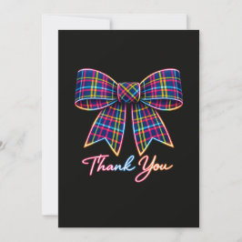 Convites Obrigado Neon Tartan Bow Padrão Escocês Brilhante