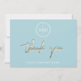 Convites Obrigado Ouro Script De Logotipo Comercial Aqua