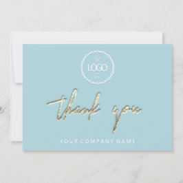 Convites Obrigado Ouro Script De Logotipo Comercial Aqua