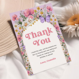 Convites Obrigado pelo aniversário da borboleta Wildflower