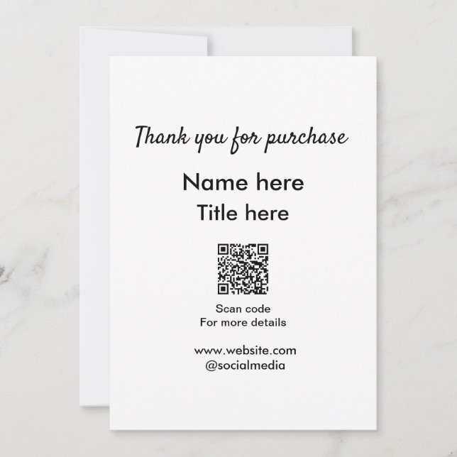 Convites Obrigado pelo nome de compra aqui digitalizar QR (Frente)