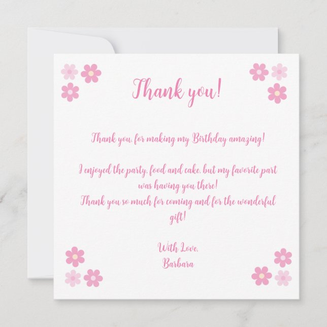 Convites Obrigado-Pink Flower Glam- (Frente)