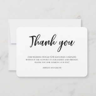 Convites Obrigado por casamento rústico. Nota moderna count