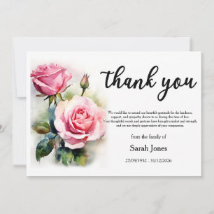 Convites Obrigado por vir a um Funeral com Rosas