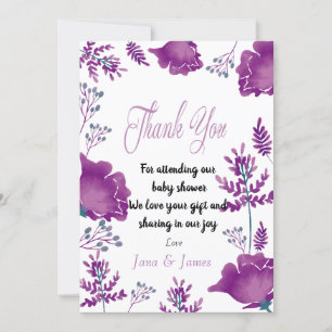 Convites obrigado Real Purple de Watercolor