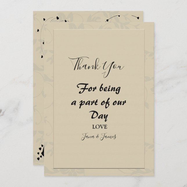 Convites Obrigado Romântico moderno (Frente/Verso)