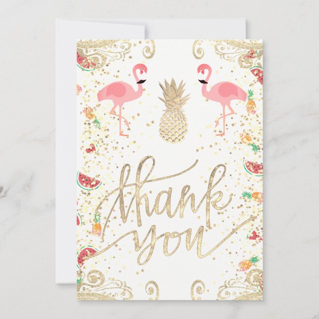 Convites obrigado seu decor tropical (Frente)