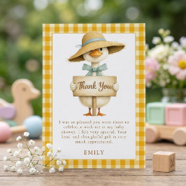 Convites Obrigado Silly Goose Amarelo Gingham Baby Shower