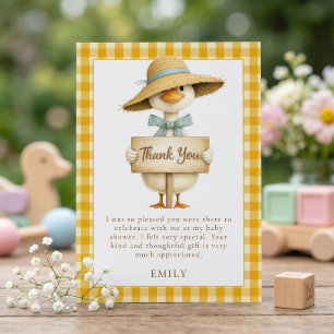 Convites Obrigado Silly Goose Amarelo Gingham Baby Shower