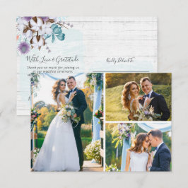 Convites Obrigado Southern Cotton 3-Photo Wedding Card
