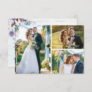 Convites Obrigado Southern Cotton 3-Photo Wedding Card