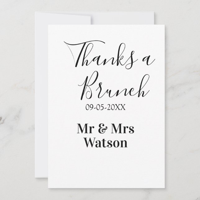 Convites Obrigado um brunch pós-casamento nome data simples (Frente)