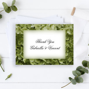 Convites Obrigado verde do casamento da flor do Hydrangea