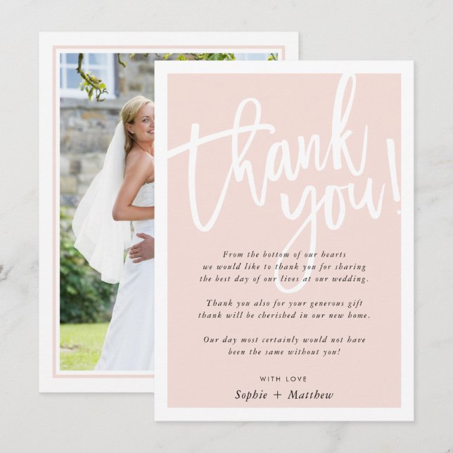 Convites OBRIGADO VOCÊ escovar o script escrito pink (Frente/Verso)