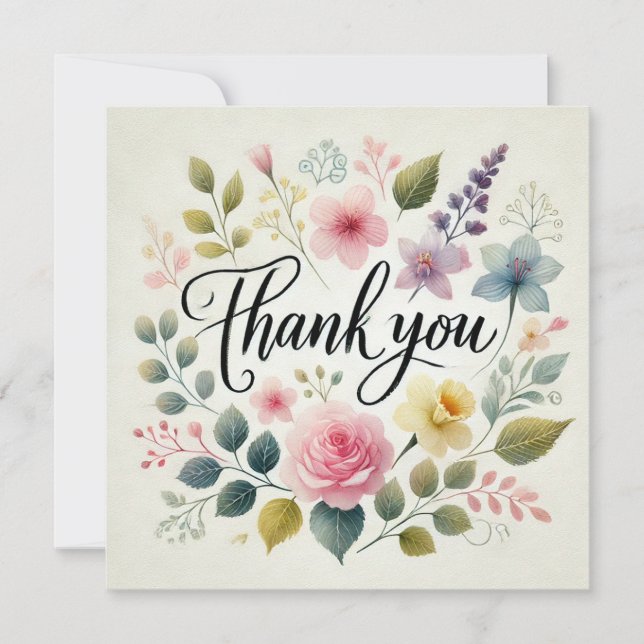 Convites Obrigado Watercolor Impressão (Frente)