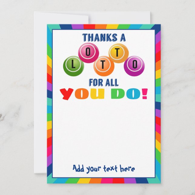 Convites obrigados a Lotto para tudo que você faz com cartã (Frente)