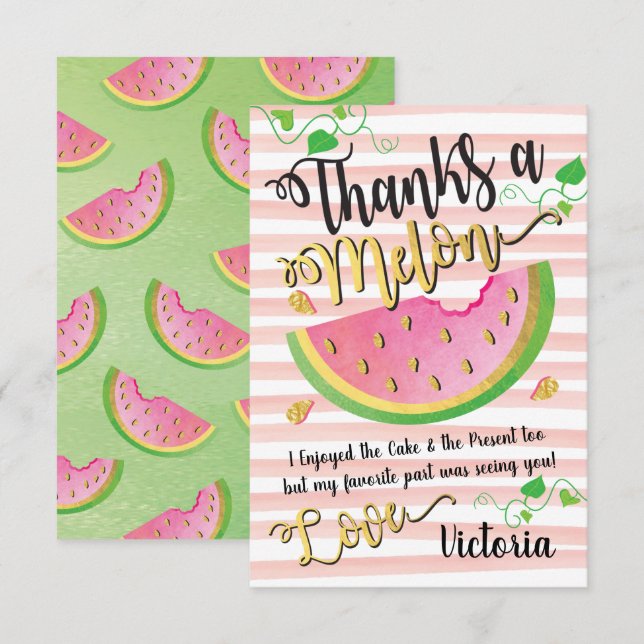 Convites Obrigados a Melon Watermelon Obrigado nota carta (Frente/Verso)
