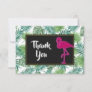 Convites Obrigados de Folhas Tropicais e Flamingo Rosa