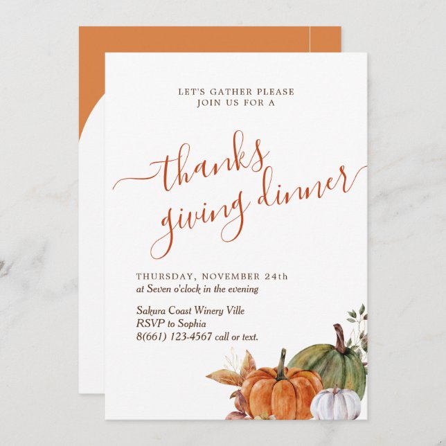 Convites Obrigados de fotos minimalistas dando Janto (Frente/Verso)