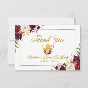 Convites Obrigados florais do tea party do chá de panela d