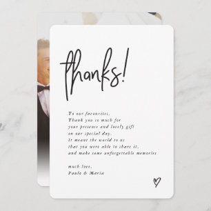 Convites Obrigados WEDDING foto com mensagem moderna manusc